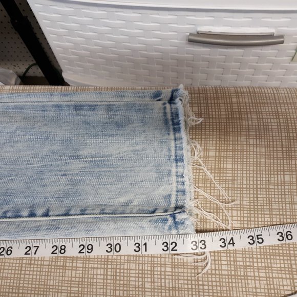 American Eagle Men's Flex Skinny Jeans Size 32x34 Distressed Light Wash Raw Hem - Picture 14 of 16